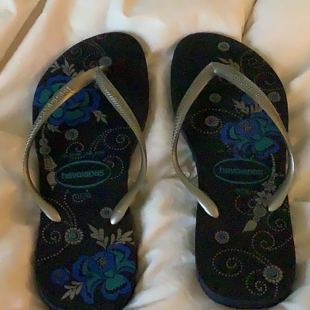 Havaianas Black and Blue Artistic Sandals